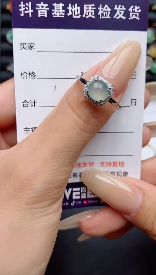 翡翠戒指银S925镶嵌.