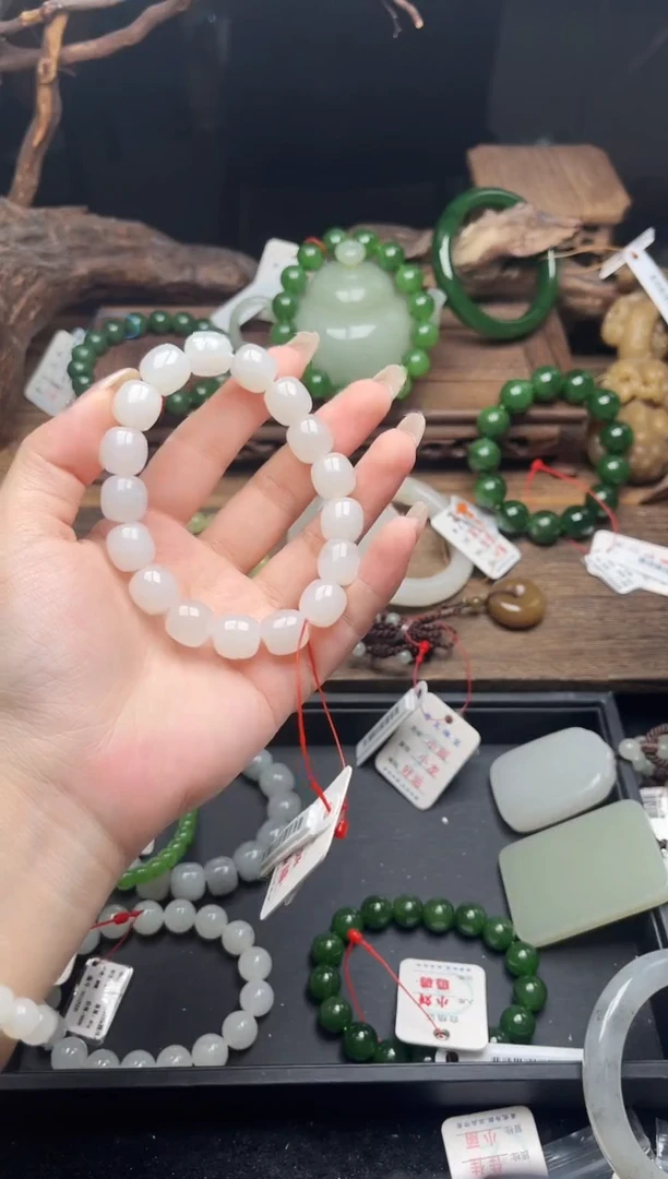 未镶嵌手串和田玉卡12青海野牛沟白玉 老型9015406