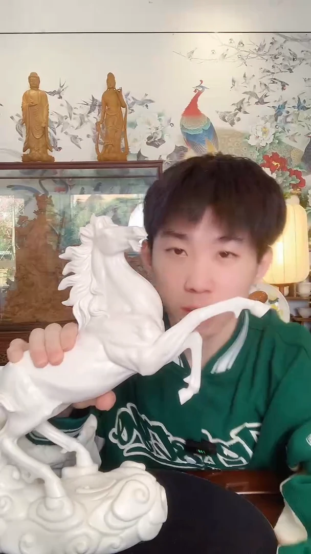 摆件德化白瓷  马到成功  高33cm 郑建冰老师