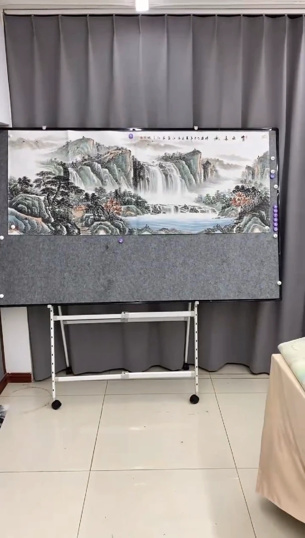 国画蓝**原沈泳江 手绘 小六尺180*70cm