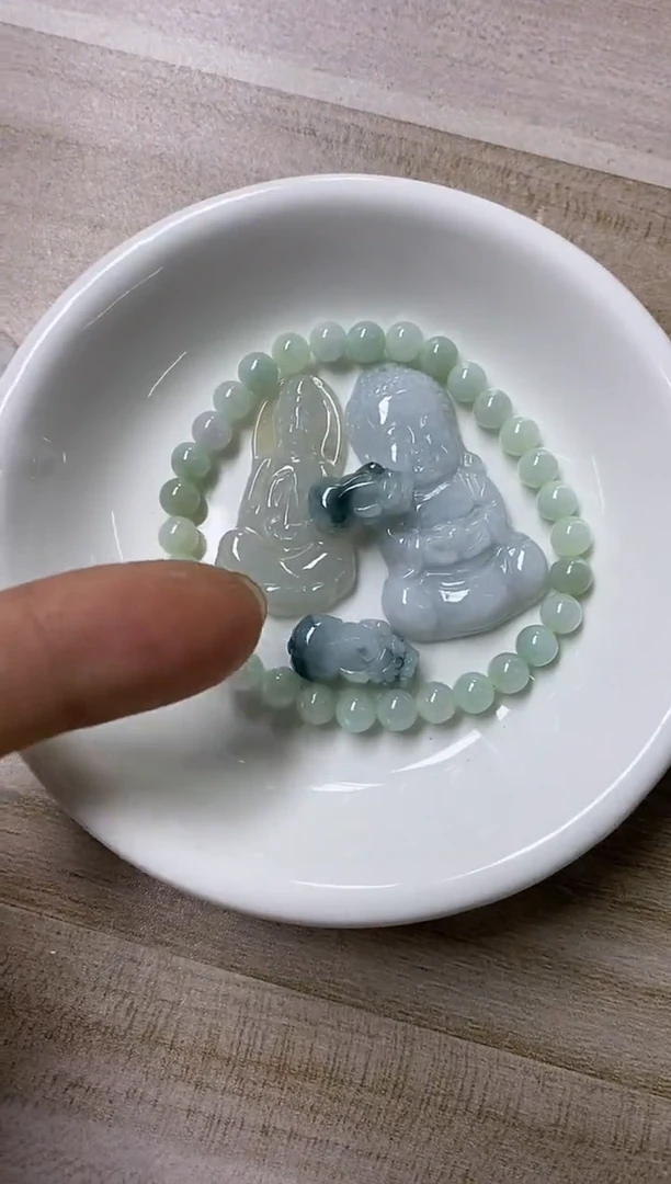 颈饰未镶嵌翡翠吹*️16天然缅甸翡翠A货5件套