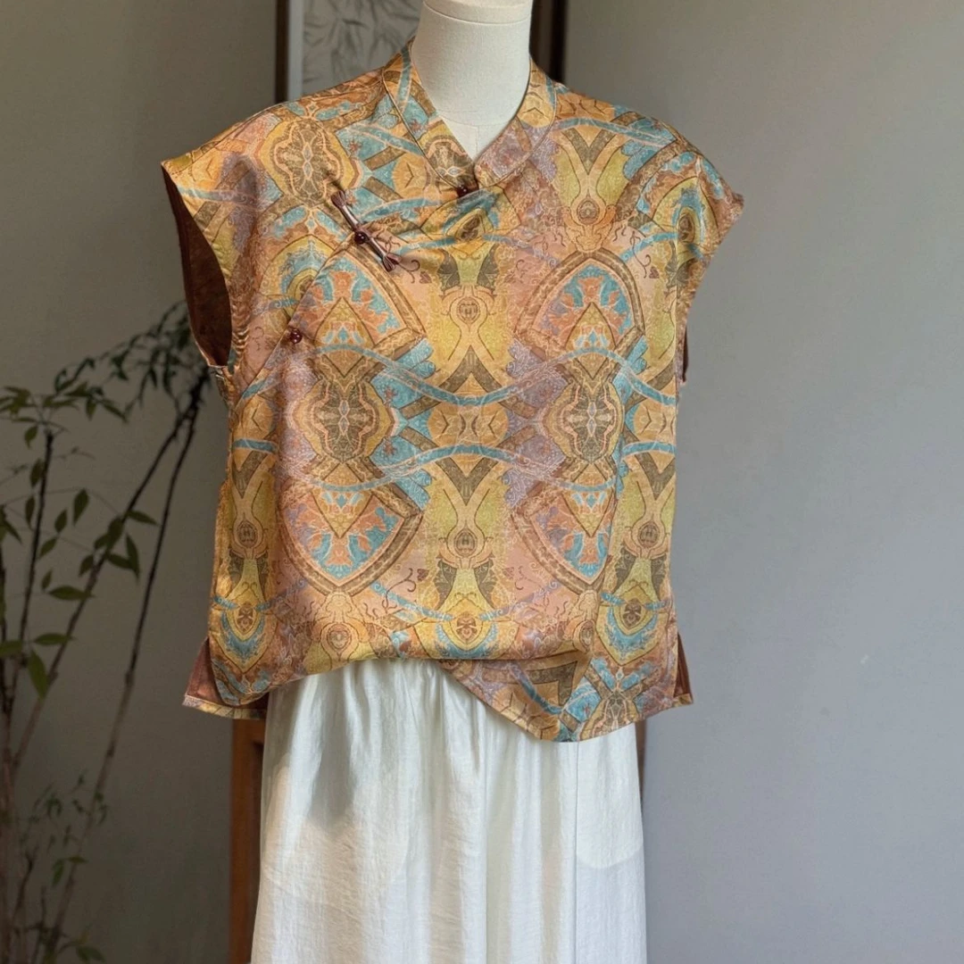 新中式夏季新款国风气质轻奢时尚复古百搭宽松显瘦盘口上衣短袖