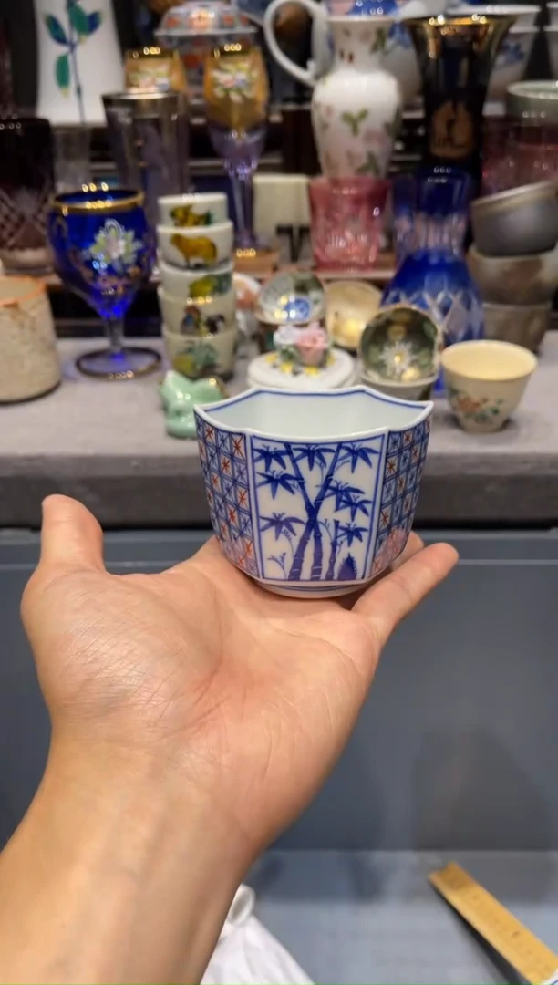 瓷片青花竹子钵钵