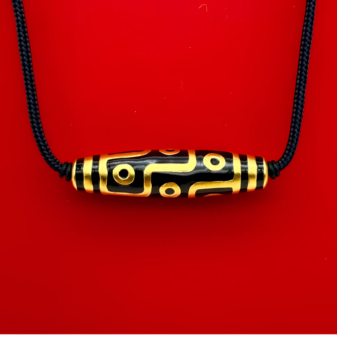 足金999·珐琅九眼珠横款吊坠·古法黑色编绳手工复古可调节项坠