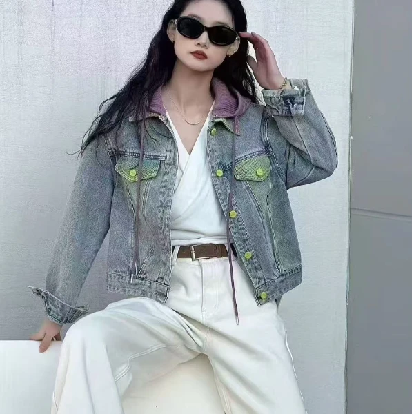 【好看】【必入】爆款春季时尚宽松百搭连帽女休闲牛仔短外套C01