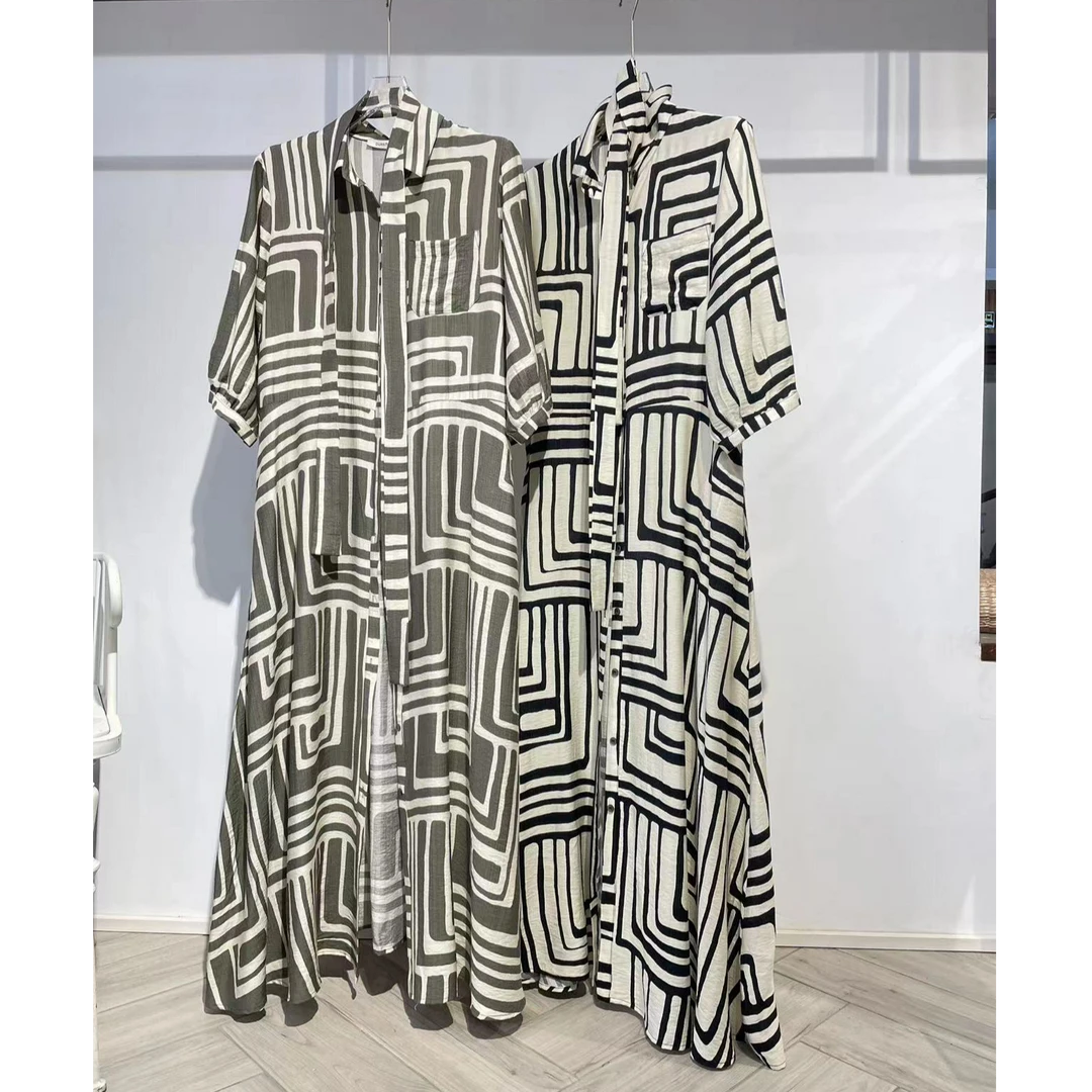 卡麦酱-TW 设计师款艺术几何图连衣裙 6617