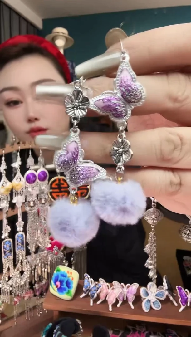 刺绣纯手工民族风刺绣耳环