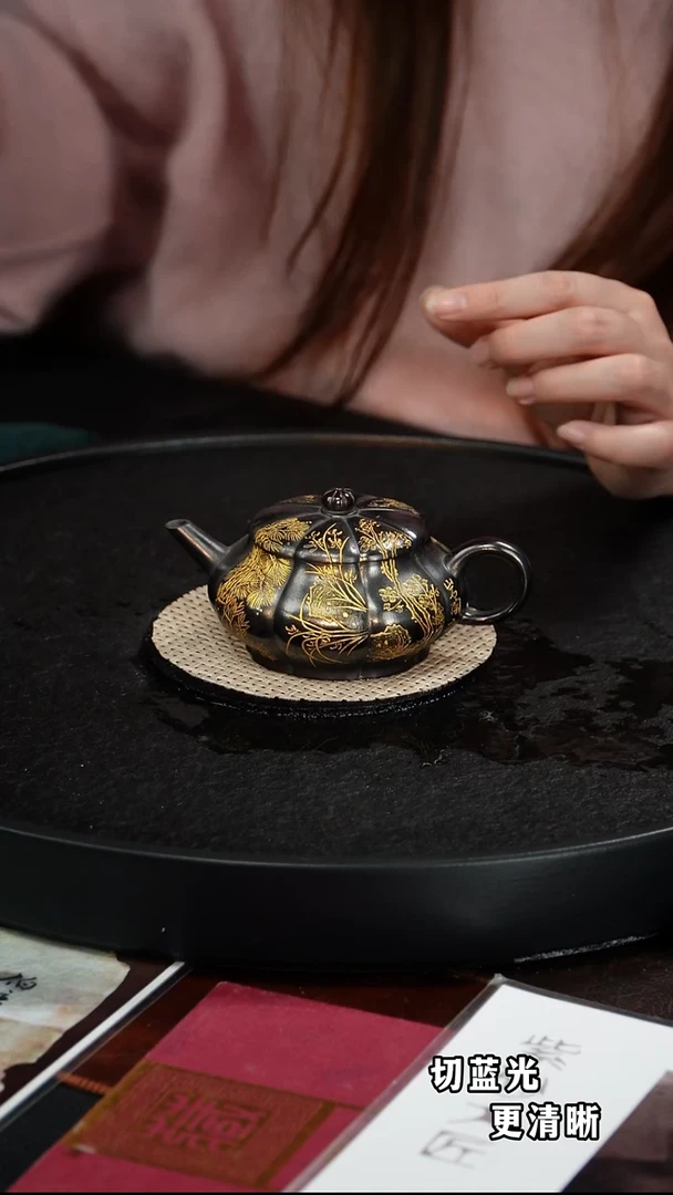 茶壶紫砂谈俊祥 筋纹水平39 玄铁砂 160毫升