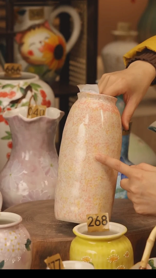 陶瓷景德镇设计师手作花器摆件侘寂风@M658@