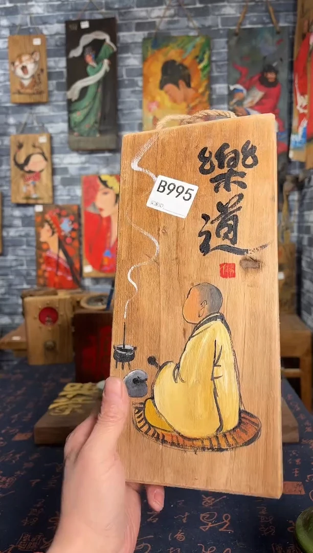 风化老门板丙烯画