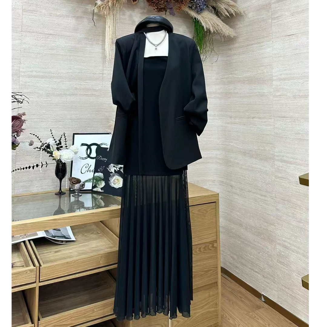 【暗夜琉光】法式优雅风收腰显瘦气质连衣裙-8187-9（无外套）