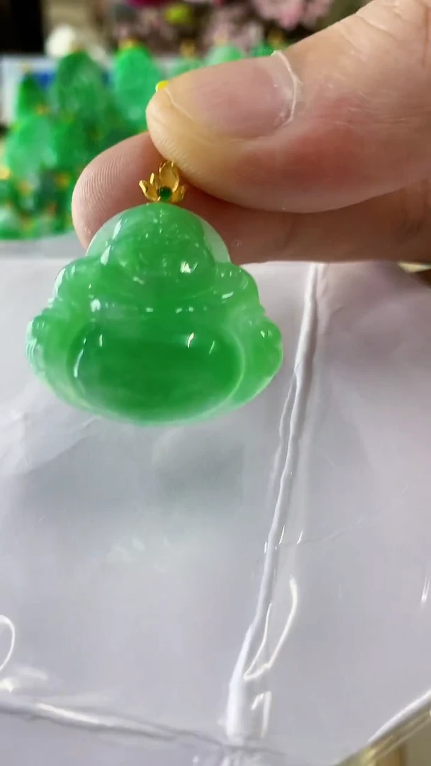 翡翠18K金镶嵌吊坠(不含链)挂件