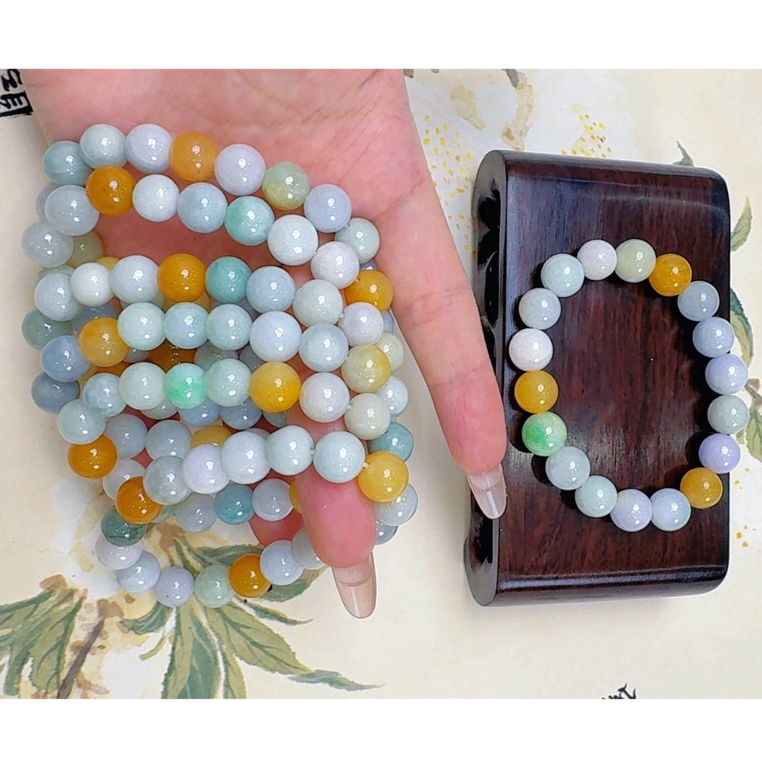 官方推荐天然A货多宝翡翠手串A货卡9-10（多样性发其中一个）