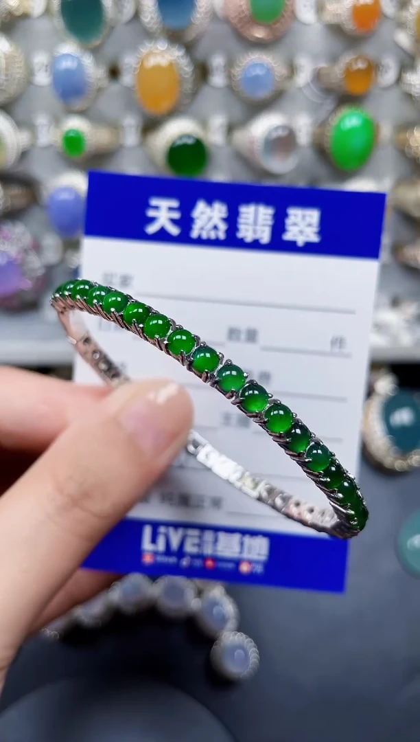 银S925镶嵌手镯翡翠216