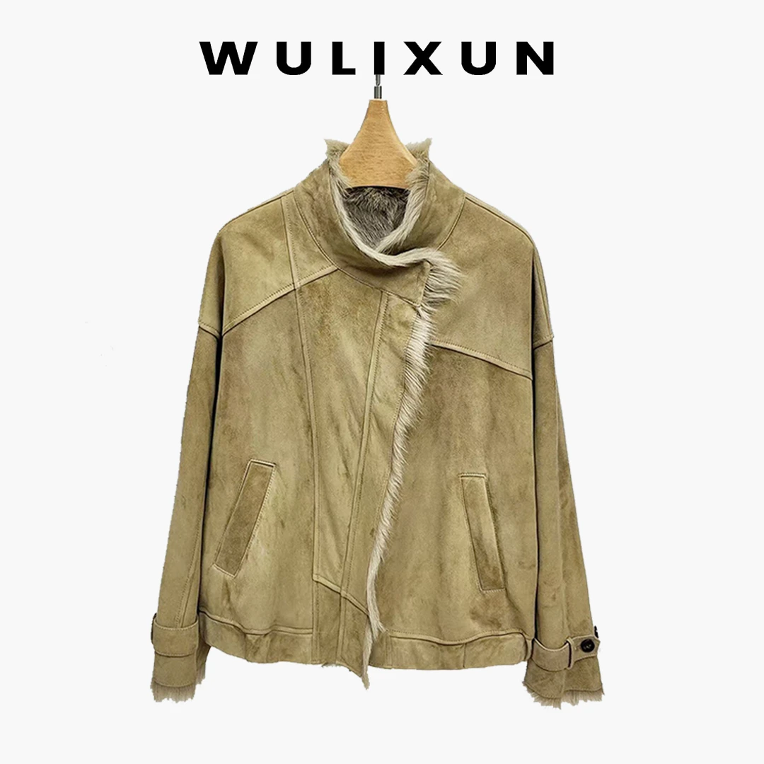 WULIXUN· “诺丁山”小山羊羊羔皮毛一体长毛短款宽松皮草外套