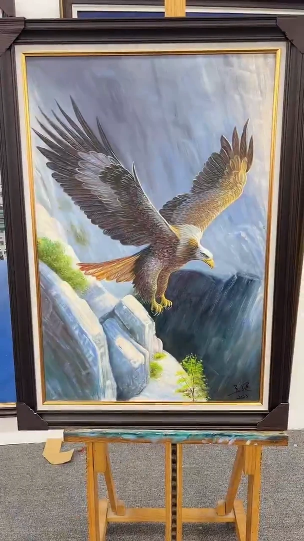 国画吴子逸-60x90-鹰-带框-补书