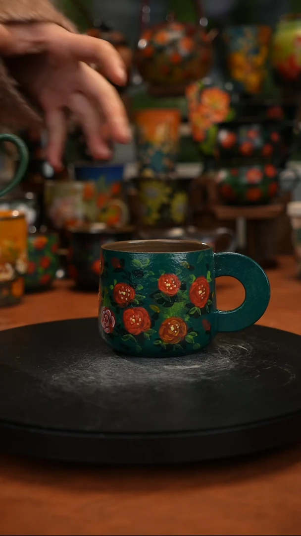 紫砂油画釉下彩手绘