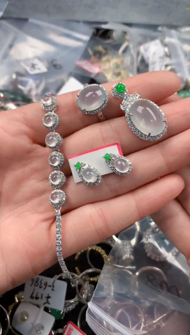 银S925镶嵌戒指翡翠555   8