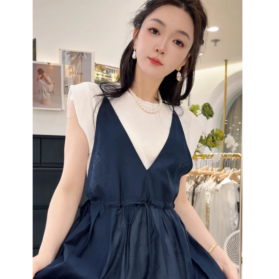 MIERSEOUR鎏金系列【月牙弯弯】简约纯欲吊带连衣裙套装6658