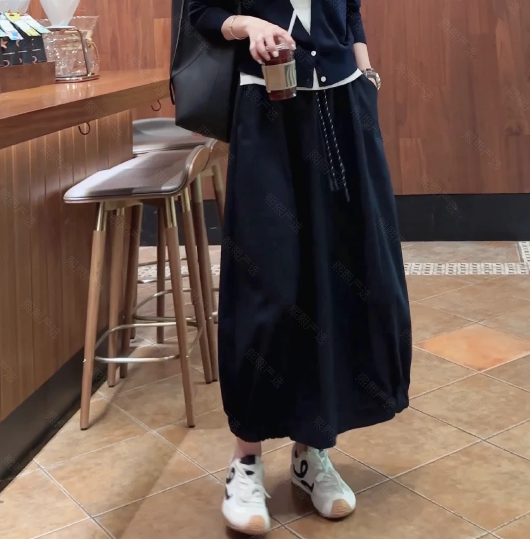 XX.YX（赫本风）春夏极简不挑身材松紧腰休闲花苞半身裙6577