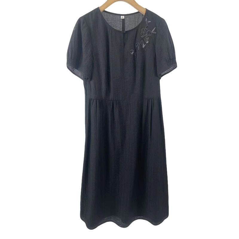 【W7756红黑天丝】MYY2025时尚百搭洋气中长款连衣裙