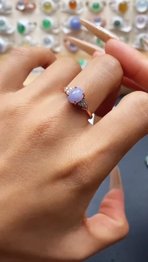 银S925镶嵌戒指翡翠缅甸天然A货翡翠1 1-9