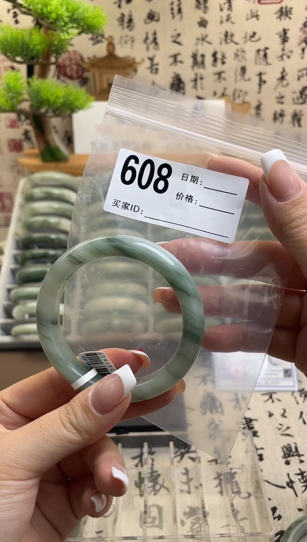 石英质玉（天山翠）手镯未镶嵌608