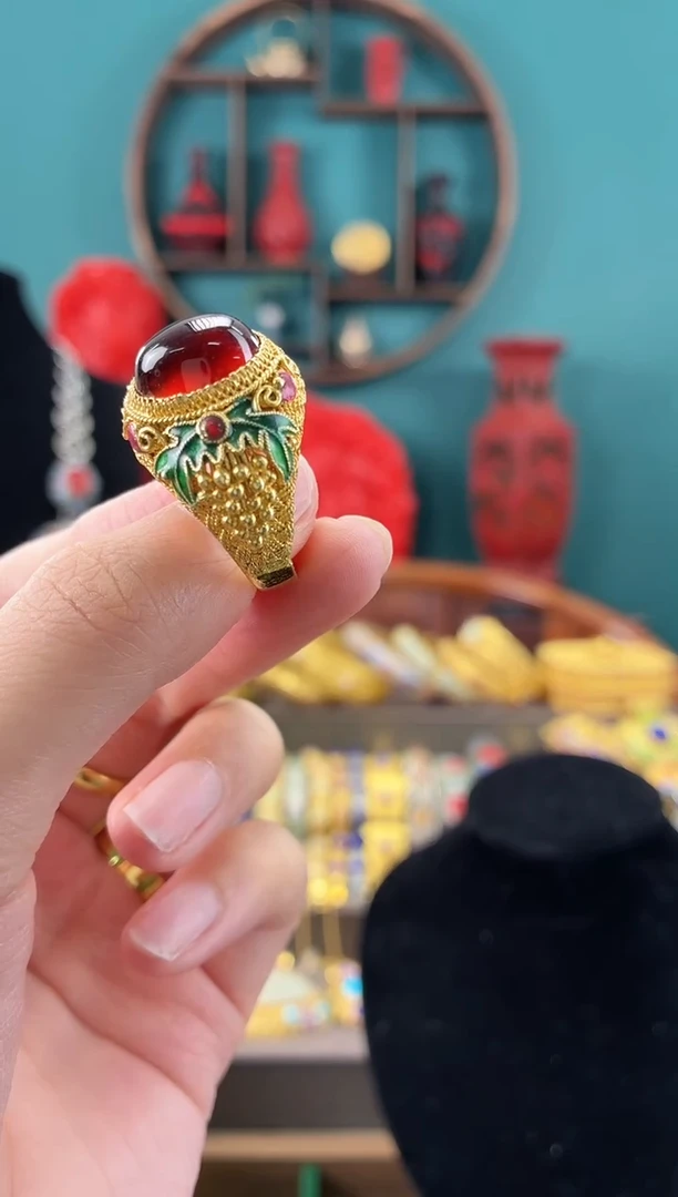 非遗手工花丝镶嵌戒指