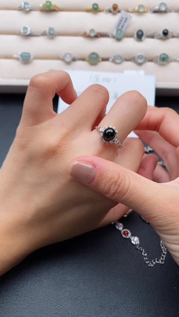 银S925镶嵌戒指翡翠3333333+3