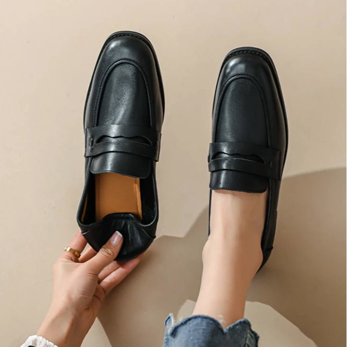 李大龙~2公分牛皮/英伦风牛筋软底乐福鞋厚底豆豆鞋9255