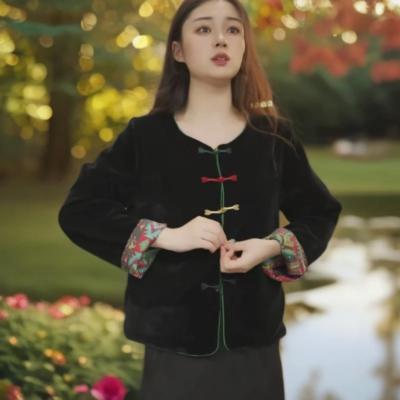 深圳南油重磅花萝缎拼接丝绒双面穿立领短裙外套2025秋季新品正版