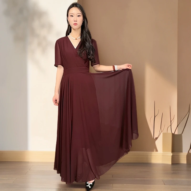 2025新款安哥拉红优雅气质原创设计感连衣裙显瘦大码夏季夏季法式