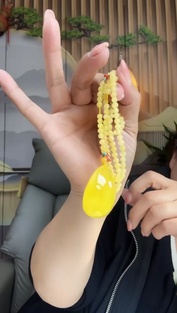 蜜蜡颈饰未镶嵌水滴吊坠套装