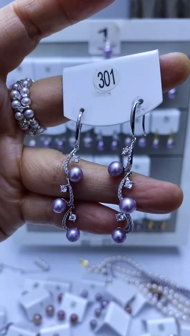 银S925镶嵌耳饰淡水珍珠301