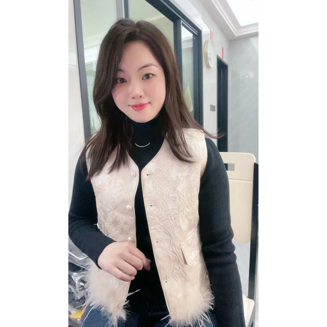 （年味马夹）冬季新款刺绣国风马夹暖色香槟色马甲小香风女士马甲