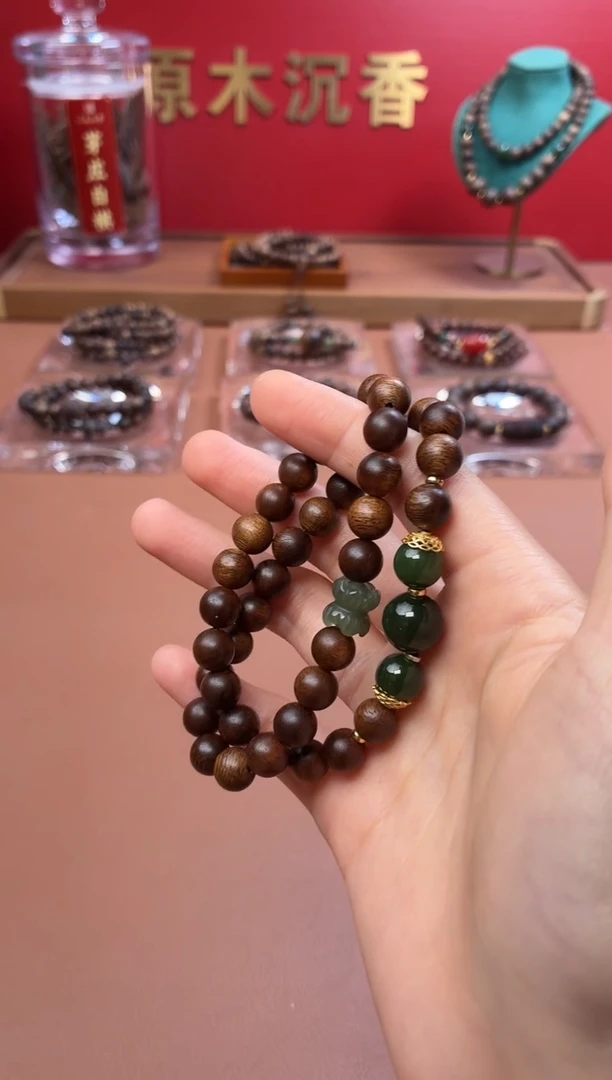 沉香手串沉水越南顺化帝王紫棋楠两圈设计款