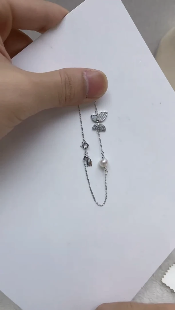 银S925镶嵌手链海水珍珠