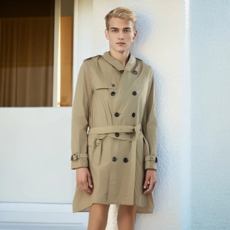 99新 BURBERRY/博柏利 /风衣/双排扣翻领长袖风衣/L码/0001607