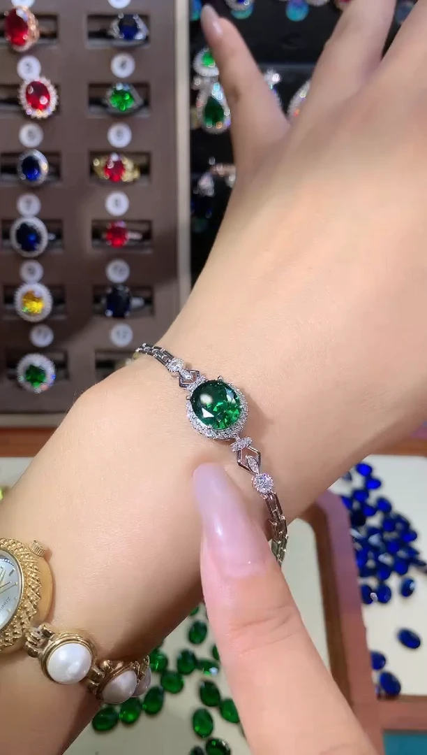 手链银S925镶嵌碧玺白