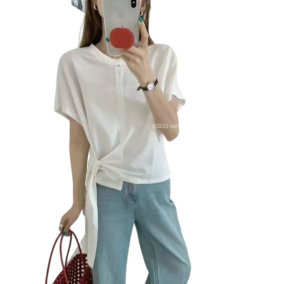 【珊珊服饰】夏季新款纯色极简风不规则T