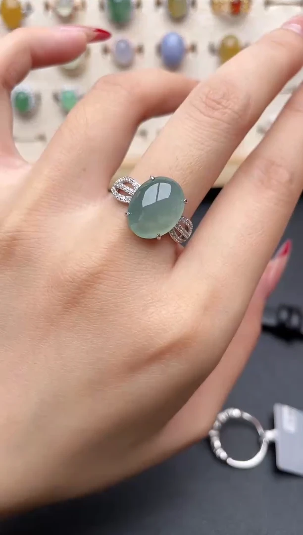 【闪购商品】翡翠戒指银S925镶嵌一物一证一礼盒