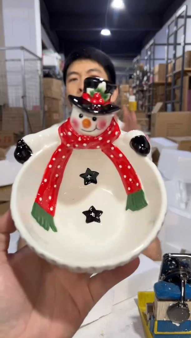 瓷片陶瓷原盒雪人碗