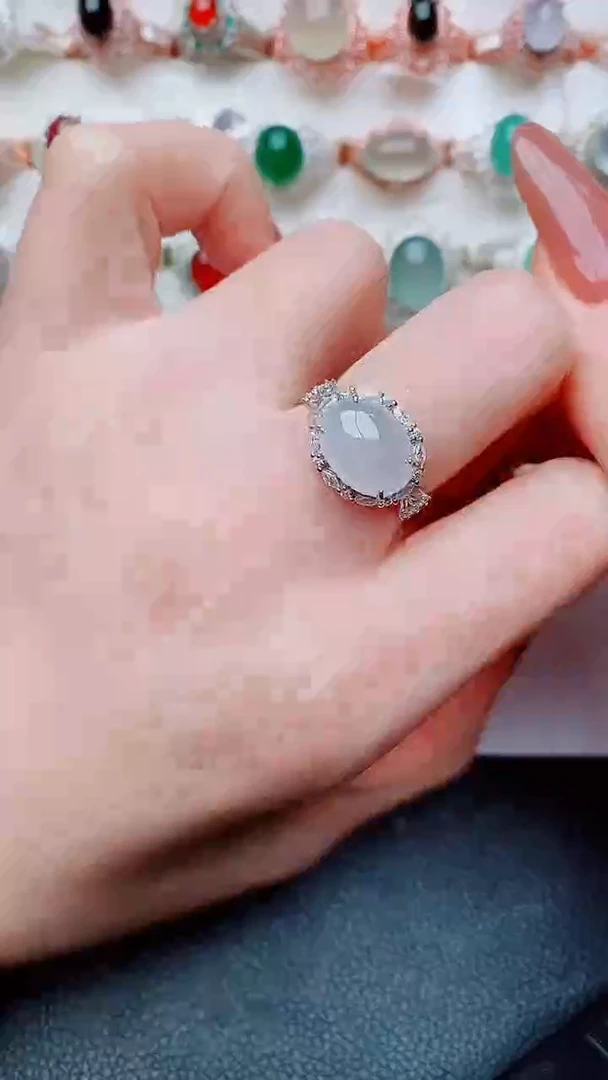 银S925镶嵌戒指翡翠...
