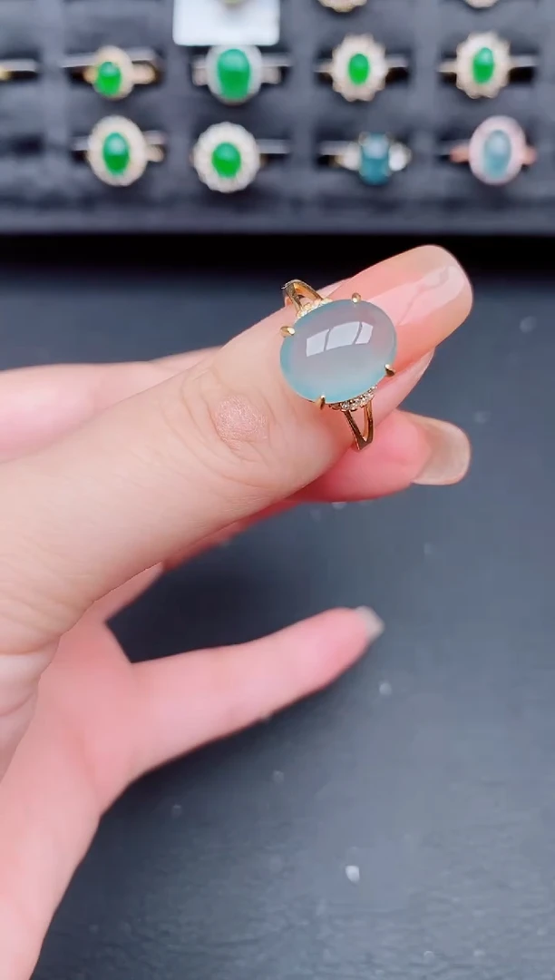 翡翠戒指银S925镶嵌天然a货翡翠272