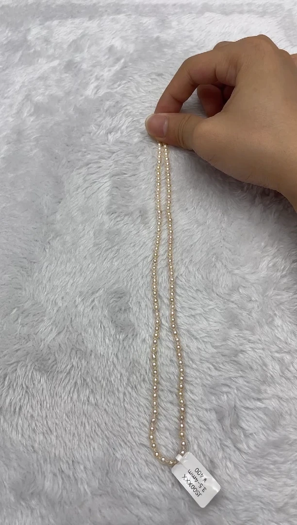 海水珍珠银S925镶嵌项链AK羽皇金3.5-4mm（多样性发一）