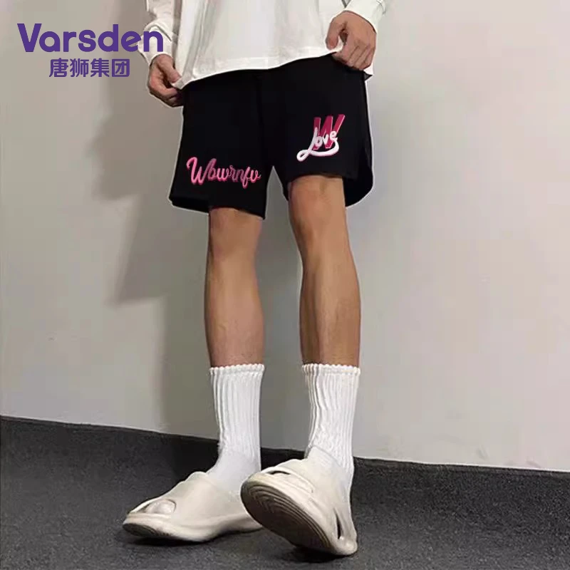 唐狮集团Varsden宽松休闲直筒裤美式潮流字母印花短裤夏季男款