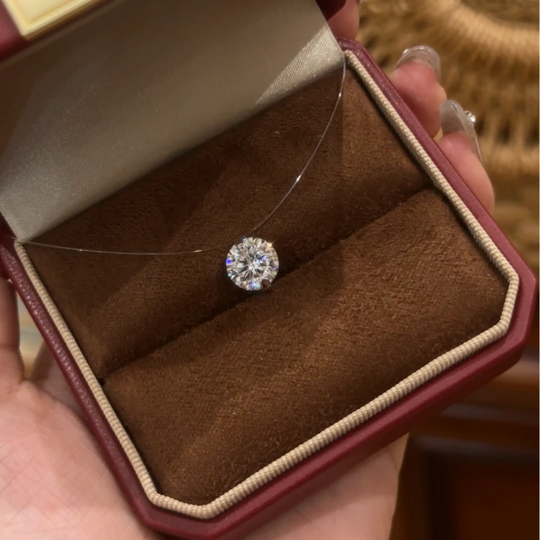 恒美娜 坠链均925银莫桑石 人鱼之泪项链夏季单钻时尚简约气质