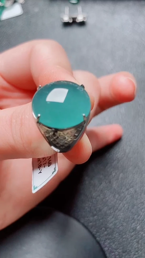 翡翠戒指银S925镶嵌1111