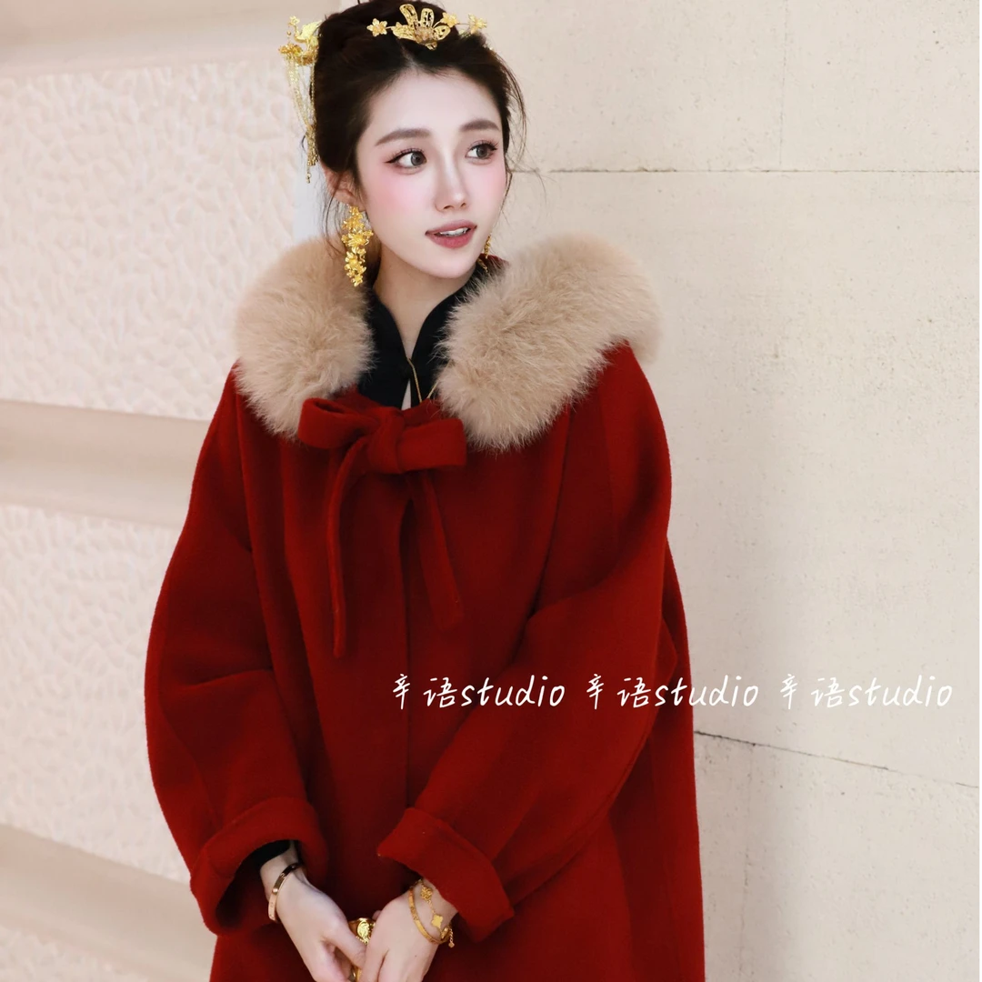 辛语【小魔女升级款】爆款国风斗篷纯手工羊毛大衣