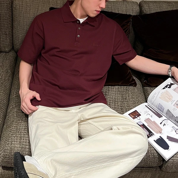 【专柜品质】夏季新款男士简约百搭POLO宽松翻领纯色短袖马球衫